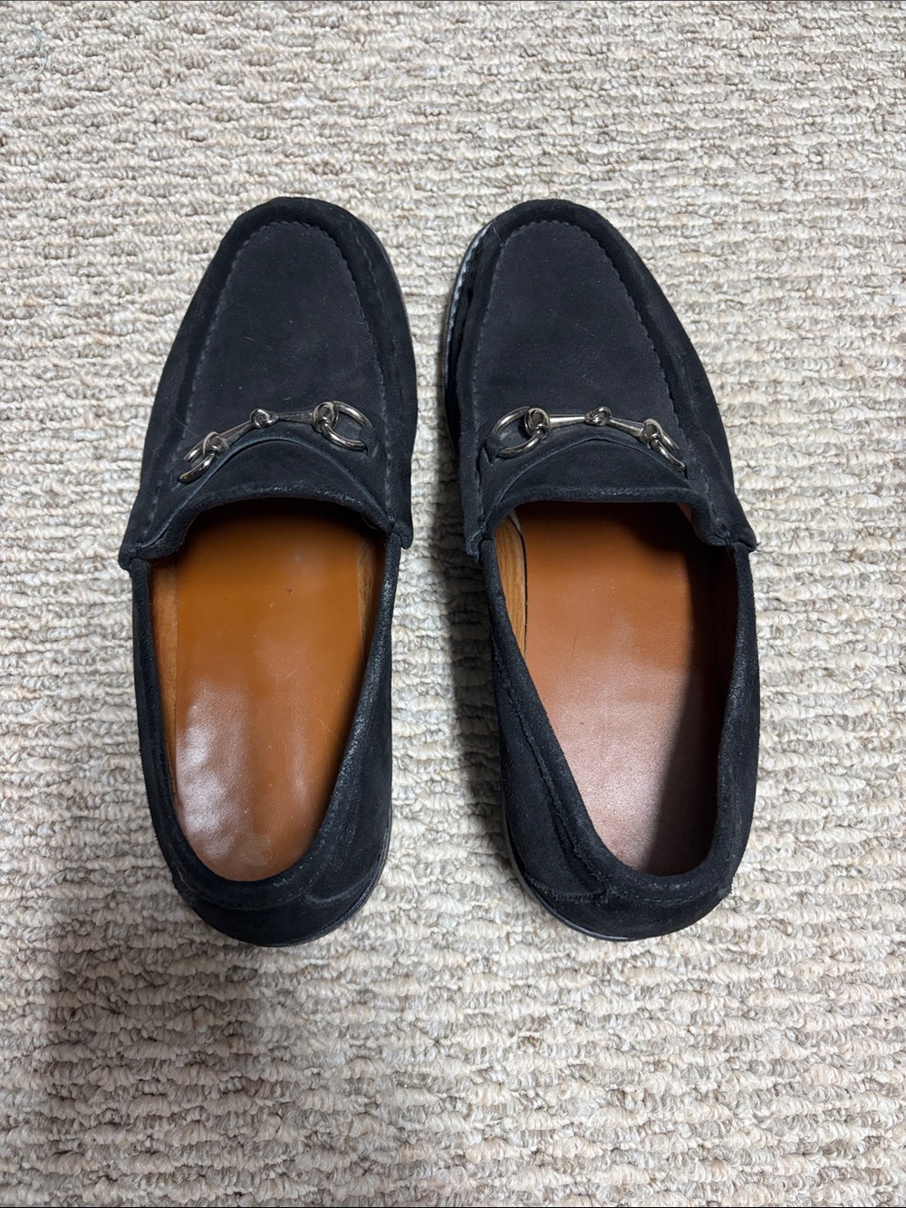 Gucci Black Suede Horsebit Loafers